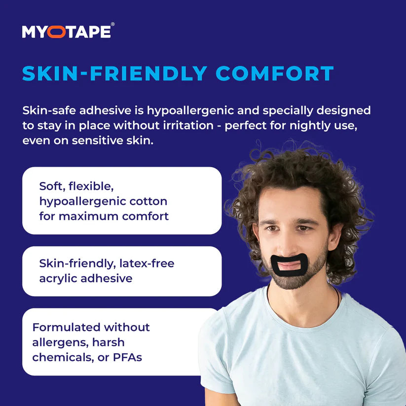 MyoTape - Mouth Tape for Beards – Sleep Strips - 30 Nights - Reduce Snoring - Safe Alternative to Mouth Tape - Promote Nasal Breathing - Size L for Beards