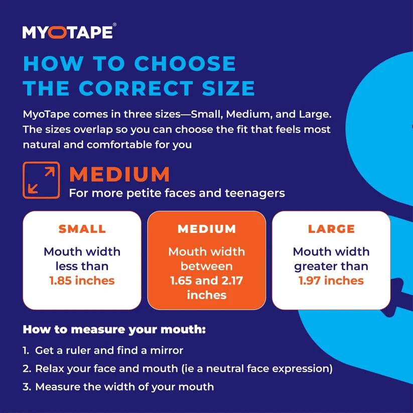 MyoTape Mouth Tape for Adults, Sensitive Skin - Sleep Strips - Size M - 30 Nights
